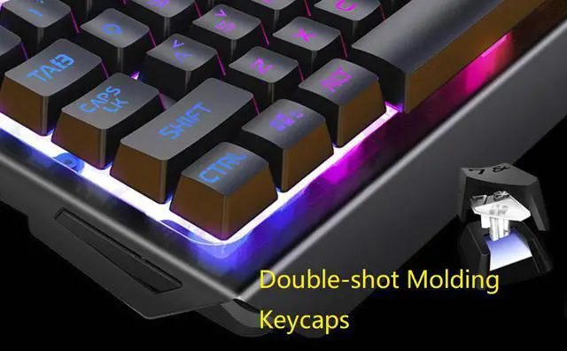 Alt view image 2 of 7 - CORN V2  19 Non-conflicting Keys, Ergonomic Design, Cool Exterior Mechanical Feeling Rainbow  Backlit LED Light  Wired  Keyboard And 3200DPI Mouse Gaming  Combo For Office And Game - Black