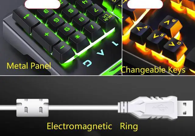 Alt view image 4 of 7 - CORN V2  19 Non-conflicting Keys, Ergonomic Design, Cool Exterior Mechanical Feeling Rainbow  Backlit LED Light  Wired  Keyboard And 3200DPI Mouse Gaming  Combo For Office And Game - Black