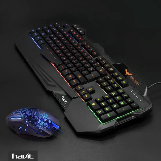 Alt view image 4 of 6 - HAVIT Rainbow Backlit Wired Gaming Keyboard Mouse Combo