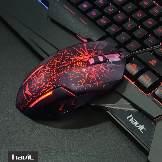 Alt view image 6 of 6 - HAVIT Rainbow Backlit Wired Gaming Keyboard Mouse Combo