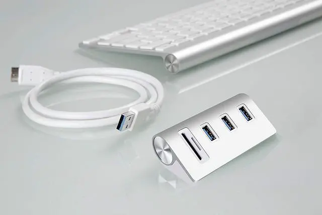 Alt view image 2 of 7 - CORN USB3.0 Card Reader and 3 Ports Usb Hub, High Speed External Memory Card Reader (MS, Micro SD,SD/MMC,M2,TF Card)