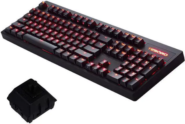 Alt view image 2 of 6 - TESORO  G7 All Non-conflicting Keys,  Ergonomic Design, Cool Exterior Red Backlit LED Light USB Wired Cherry MX Black Mechanical  Gaming Keyboard  - Black
