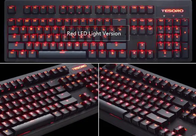Alt view image 6 of 6 - TESORO  G7 All Non-conflicting Keys,  Ergonomic Design, Cool Exterior Red Backlit LED Light USB Wired Cherry MX Black Mechanical  Gaming Keyboard  - Black