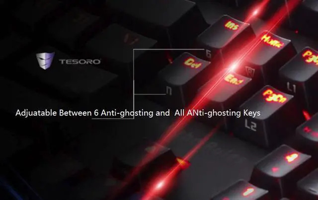 Alt view image 5 of 6 - TESORO  G7 All Non-conflicting Keys,  Ergonomic Design, Cool Exterior Red Backlit LED Light USB Wired Cherry MX Black Mechanical  Gaming Keyboard  - Black