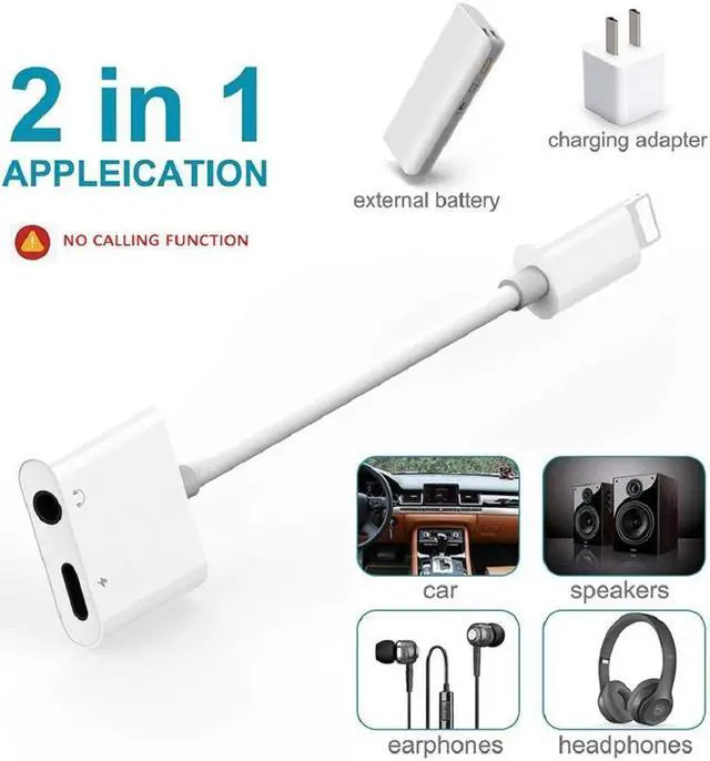 Alt view image 2 of 7 - CORN Lightning Jack Headphone Adaptor Charger for 8/8 Plus iPhone 7/7 Plus/ iPhone X 10/iPad /iPod . Earphone Adapter Headphone Aux Audio & Charge Adaptor,Connector Lightning Cable Suppor iOS 12System