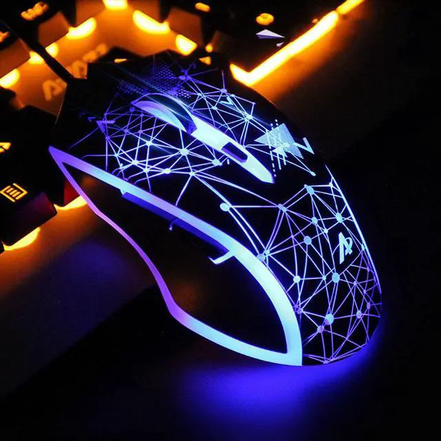 Alt view image 3 of 8 - Ajazz AJ119  Ergonomic Design, Cool Exterior 4-color Backlit 3200DPI 6 Programmable Buttons, USB Wired  Gaming Mouse-White