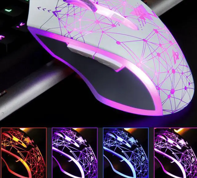 Alt view image 6 of 8 - Ajazz AJ119  Ergonomic Design, Cool Exterior 4-color Backlit 3200DPI 6 Programmable Buttons, USB Wired  Gaming Mouse-White