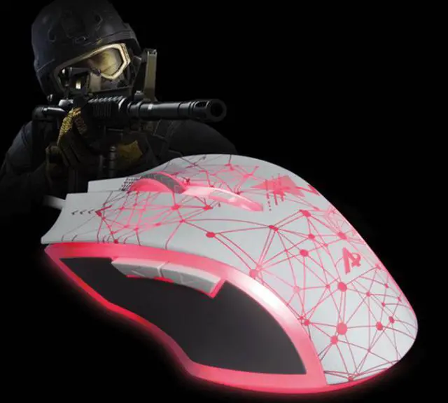 Alt view image 7 of 8 - Ajazz AJ119  Ergonomic Design, Cool Exterior 4-color Backlit 3200DPI 6 Programmable Buttons, USB Wired  Gaming Mouse-White