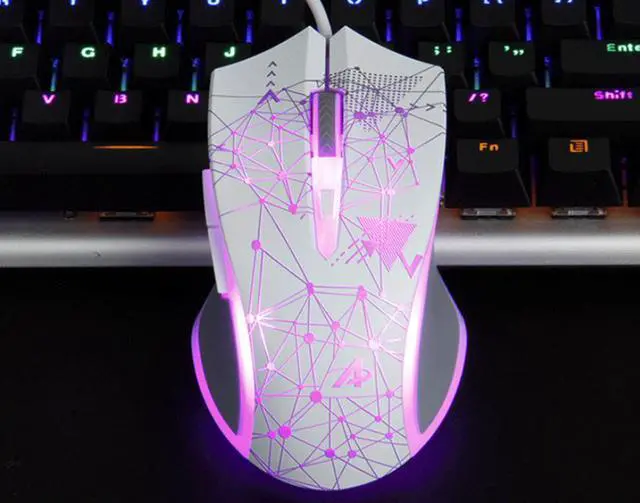 Main image of Ajazz AJ119  Ergonomic Design, Cool Exterior 4-color Backlit 3200DPI 6 Programmable Buttons, USB Wired  Gaming Mouse-White