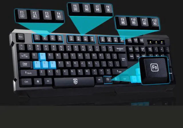 Alt view image 5 of 7 - Delog Ergonomic Design, Cool Exterior  2.4GHz Wireless Waterproof  Gaming Keyboard And Mouse Combo For PC and Laptop-Black and Blue