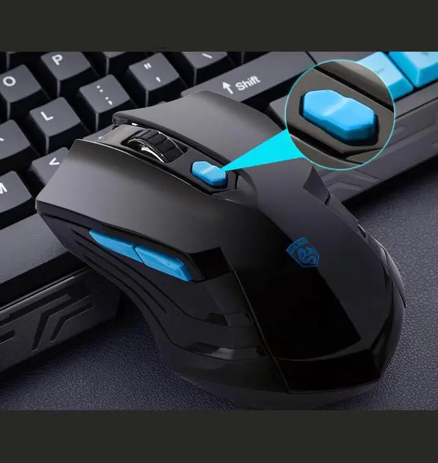 Alt view image 6 of 7 - Delog Ergonomic Design, Cool Exterior  2.4GHz Wireless Waterproof  Gaming Keyboard And Mouse Combo For PC and Laptop-Black and Blue