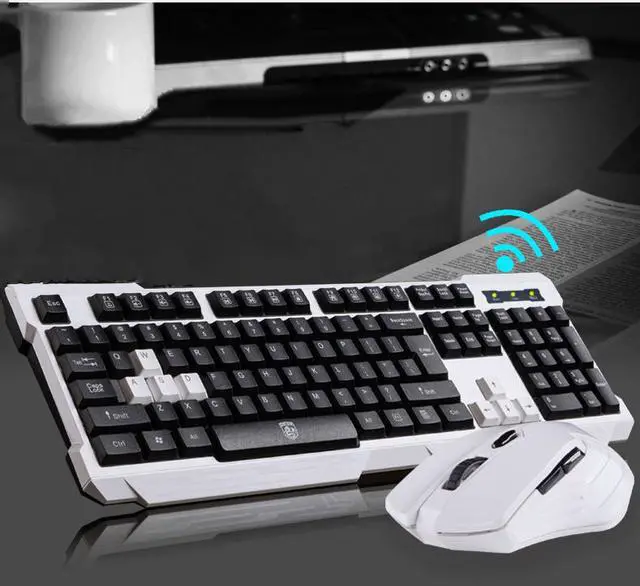 Alt view image 6 of 7 - CORN Ergonomic Design, Cool Exterior  2.4GHz Wireless Waterproof  Gaming Keyboard And Mouse Combo For PC and Laptop-Black and White