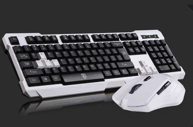 Main image of CORN Ergonomic Design, Cool Exterior  2.4GHz Wireless Waterproof  Gaming Keyboard And Mouse Combo For PC and Laptop-Black and White