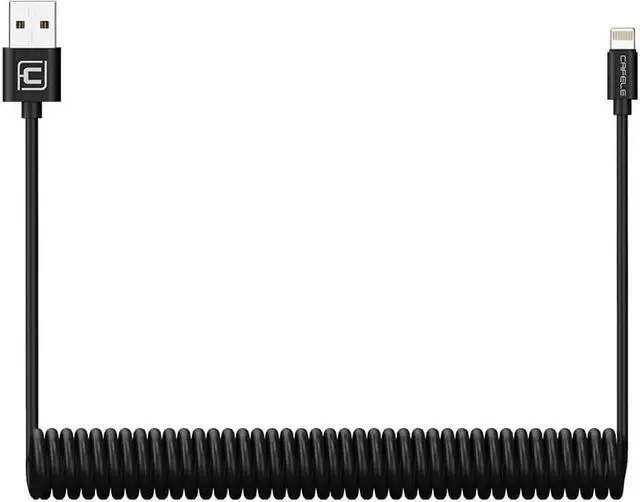Alt view image 7 of 7 - Coiled Charging Cable, CORN 2 Pack Retractable Phone Charger Cord USB Powerline Compatible for iPhone Xs/XS MAX/X / 8/7 / 6 Plus, iPad, Carplay - (Black/5ft)