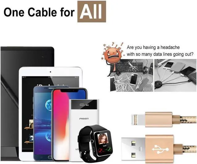 Alt view image 6 of 7 - Lightning & Micro USB Charger Cable, CORN 2 in 1 Fast Dual Charging 3.28ft Nylon Braided Charging Cord Data Sync Cable for iOS iPhone X/8/8 Plus, Samsung HTC Huawei Android Device
