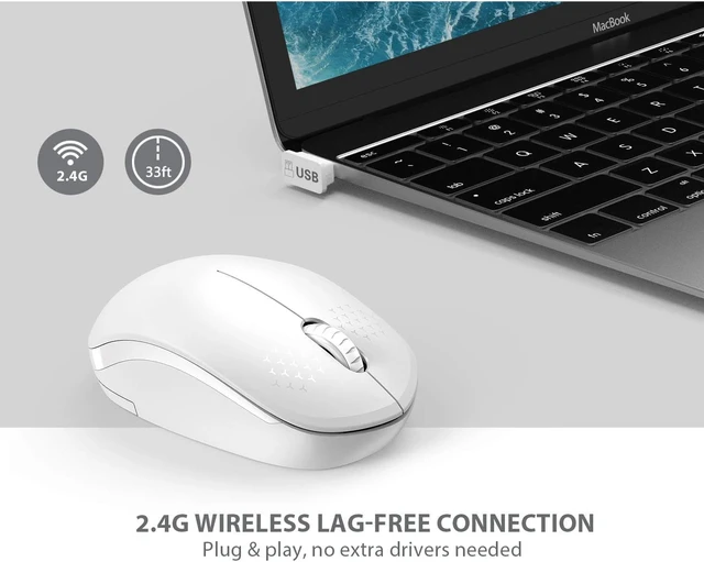 Alt view image 7 of 7 - Seenda Wireless Mouse, Noiseless 2.4G Cordless Mouse Portable Computer Mice with USB Nano Receiver for PC, Tablet, Laptop and Windows/Mac/Linux - White