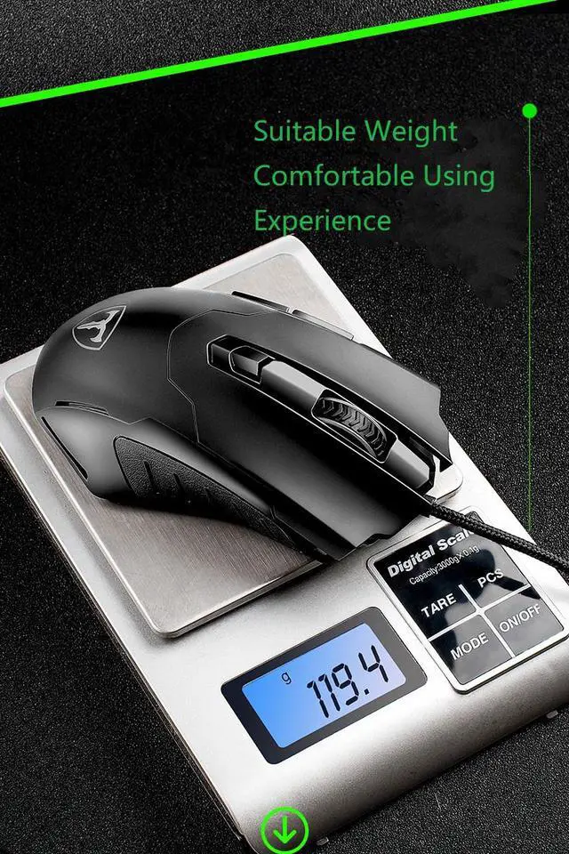 Alt view image 5 of 7 - CORN T11  Ergonomic Design, Cool Exterior 6 Buttons USB Wired 2400DPI Gaming Mouse  - Black