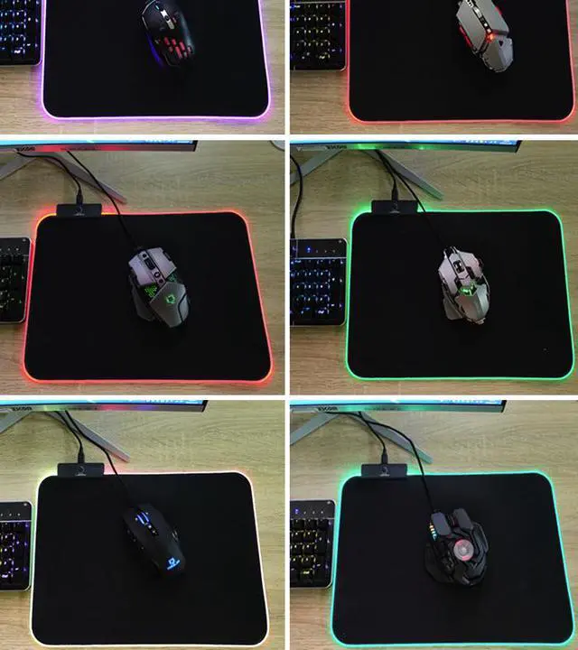 Alt view image 5 of 6 - CORN RGB LED Gaming Mouse Pad - 13.7 x 9.8 x 0.16 inches - Lighting Computer Mice Mat, thick Mousepad for Gamers,14 Modes Cool Light Effect, Non-Slip Rubber Surface Optimized for All (350X250X4mm)