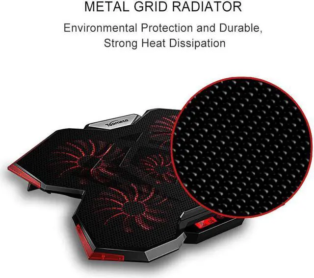 Alt view image 5 of 5 - TopMate C7 15.6-17.3-Inch Gaming Laptop Cooler Cooling Pad, Five Quite Fans and LCD Touch Screen,2400RPM Strong Wind Alien Style Designed for Gamers and Office