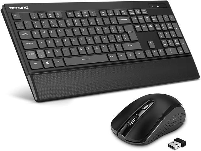 Full-Sized 2.4GHz Wireless Keyboard and Mouse Combo with Comfortable Palm  Rest for Windows, Mac OS PC/Desktops/Laptops（Black）