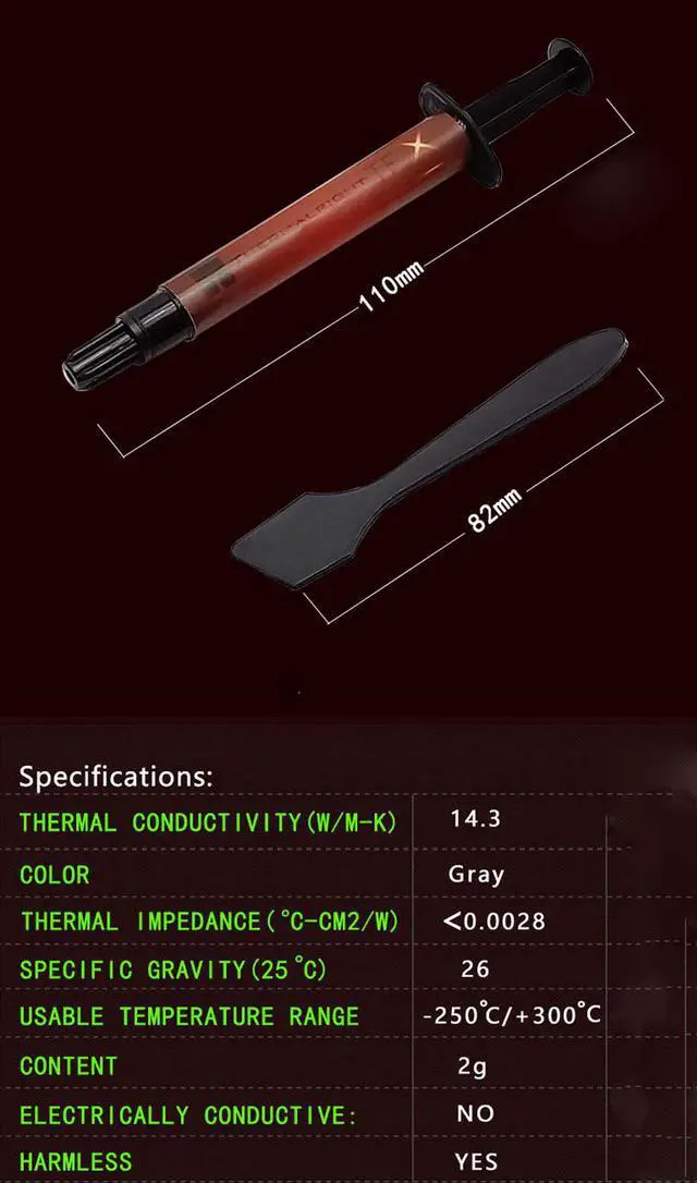 Alt view image 4 of 4 - Thermalright TFX Thermal Compound Paste 14.3 W/mK, Carbon Based High Performance, Heatsink Paste, CPU for All Coolers, Interface Material, 2 Grams with Tool