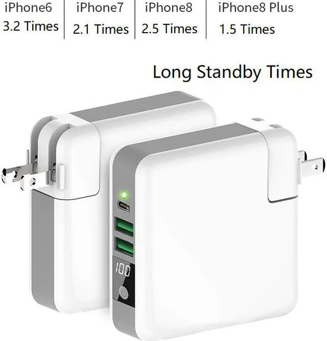 Alt view image 3 of 7 - CORN KP-Super 6700mAh 3-Port USB Wall Charger with Foldable Plug, PowerPort for iPhone Xs/XS Max/XR/X/8/7/6/8Plus, iPad Pro/Air 2/Mini 4/3, Galaxy/Note/Edge, LG, Nexus, HTC, and More