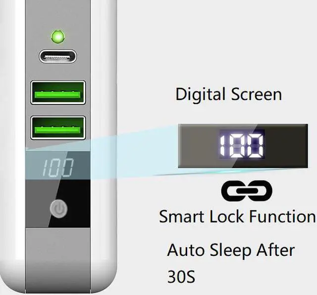 Alt view image 4 of 7 - CORN KP-Super 6700mAh 3-Port USB Wall Charger with Foldable Plug, PowerPort for iPhone Xs/XS Max/XR/X/8/7/6/8Plus, iPad Pro/Air 2/Mini 4/3, Galaxy/Note/Edge, LG, Nexus, HTC, and More