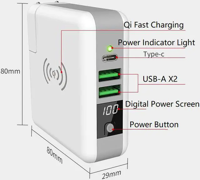 Alt view image 5 of 7 - CORN KP-Super 6700mAh 3-Port USB Wall Charger with Foldable Plug, PowerPort for iPhone Xs/XS Max/XR/X/8/7/6/8Plus, iPad Pro/Air 2/Mini 4/3, Galaxy/Note/Edge, LG, Nexus, HTC, and More
