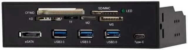 Alt view image 3 of 4 - 5.25 inch PC Computer Front panel All-in-1 Multifunction USB 2.0 card reader with 3 ports USB3.0,Type-C, eSATA ,Support MD,SD/MMC,XD,TF,M2,MS,64G CF card (STW-3125)
