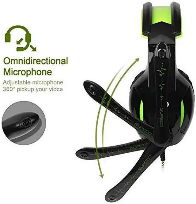 Alt view image 2 of 7 - SUPSOO G813 Xbox One Headset PS4 Gaming Headset Gaming Over Ear Headphones with Xbox one Mic LED Lights Noise-canceling Microphone for PS4, PS4 PRO, Xbox One, Xbox One S,Laptop Mac Tablet Smartphone
