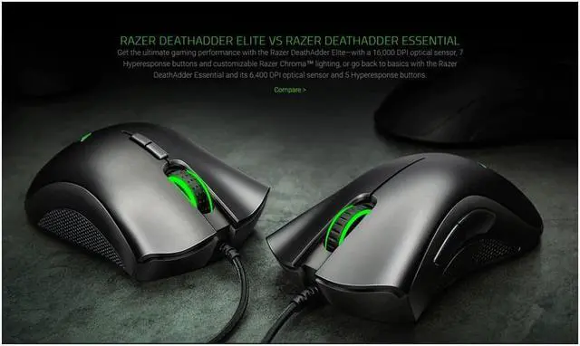 Alt view image 4 of 5 - Razer DeathAdder Essential 6400DPI Wired PC Gaming Mouse