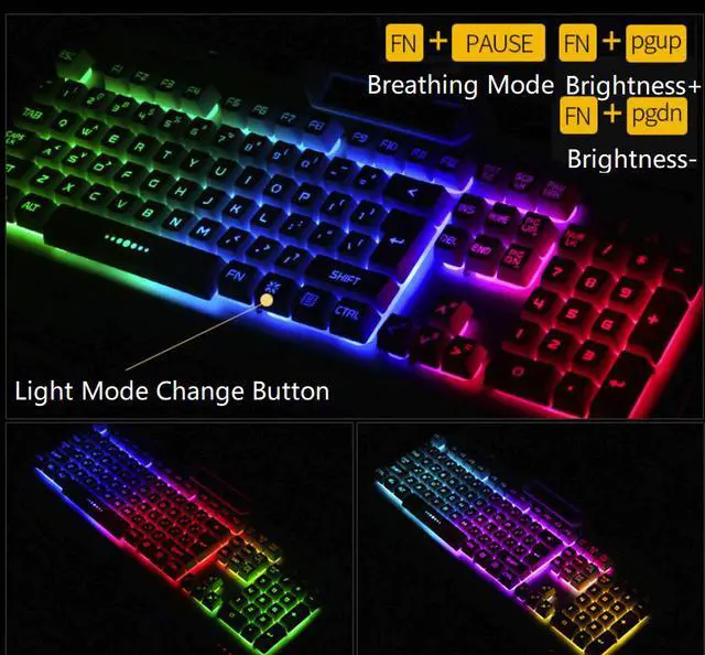 Alt view image 3 of 5 - CORN K006 Mechanical Feeling Design, Cool Exterior Waterproof Wired  Rainbow Breathing  LED Lights Keyboard And Mouse Combo For Office And Game, 1600DPI, 19 Antighosting - White( Add Phone Bracket)