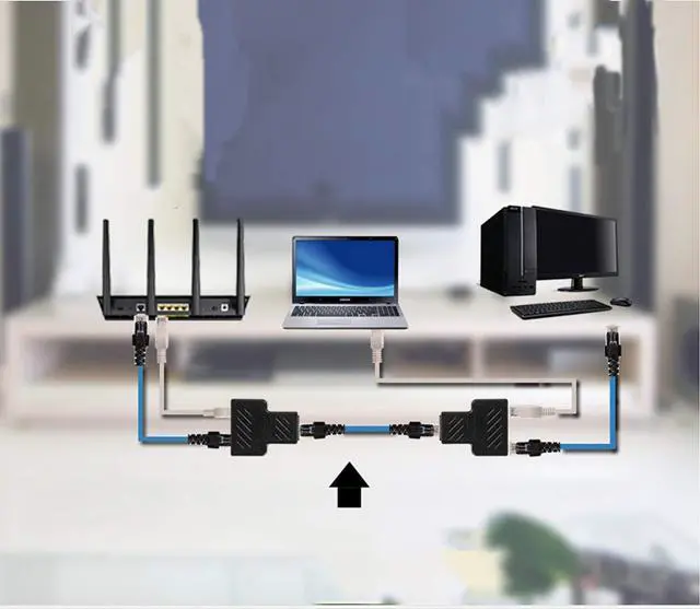 Alt view image 4 of 4 - RJ45 Splitter Connectors Adapter(Can simultaneous Internet access) 1 to 2 Ethernet Splitter Coupler Double Socket HUB Interface Contact Modular Plug Connect Network LAN Internet Cat5 Cat6 Cable 2 Pack