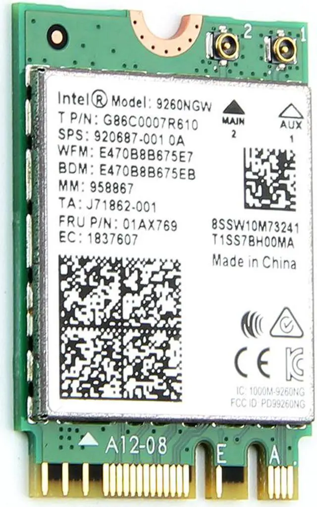 Alt view image 6 of 10 - Intel 9260NGW 2.4G/5G 300Mbps+1730Mbps 160 MHz Channels Bluetooth 5.0 NGFF Combo Wifi Adapter