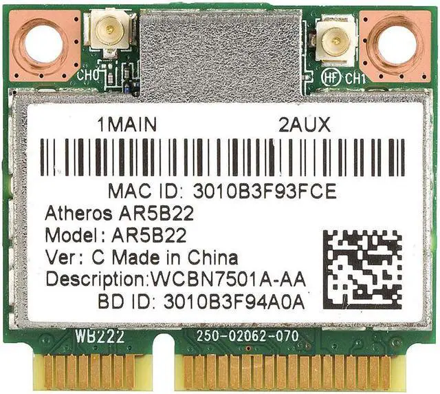 Main image of Atheros AR9462 AR5B22 WB222 WiFi Dual Band 2.4 & 5Ghz 300Mbps Bluetooth 4.0 Card