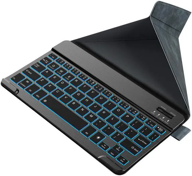 Main image of Nulaxy KM12 LED Backlit Bluetooth Keyboard Business Portable Rechargeable for Apple iPad iPhone Samsung Android Windows Tablets Phones Keyboard Cover - Grey