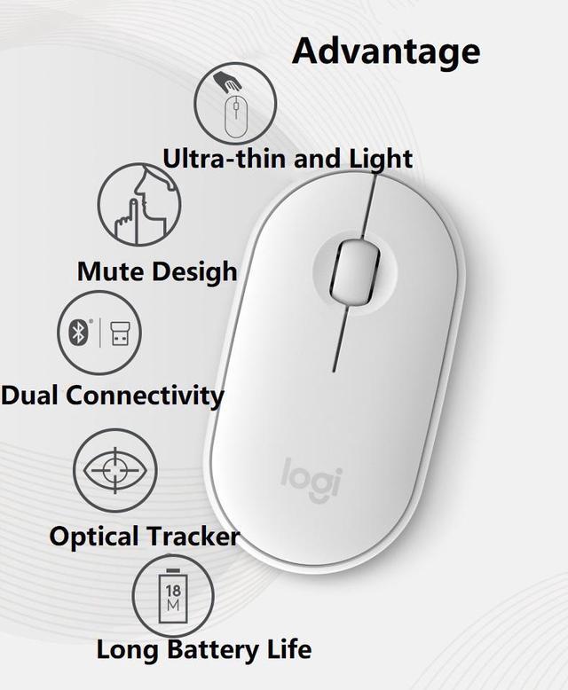 Alt view image 4 of 7 - Logitech K380 920-007559 Pink  Bluetooth Wireless Mini Keyboard and  PEBBLE Bluetooth Mouse Thin&Light 1000DPI  High Precision Optical Tracking Unifying Mouse Combo