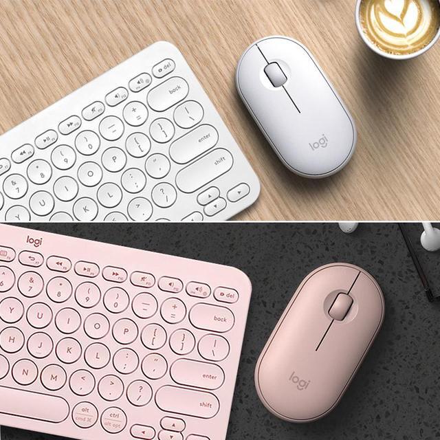 Alt view image 7 of 7 - Logitech K380 920-007559 Pink  Bluetooth Wireless Mini Keyboard and  PEBBLE Bluetooth Mouse Thin&Light 1000DPI  High Precision Optical Tracking Unifying Mouse Combo