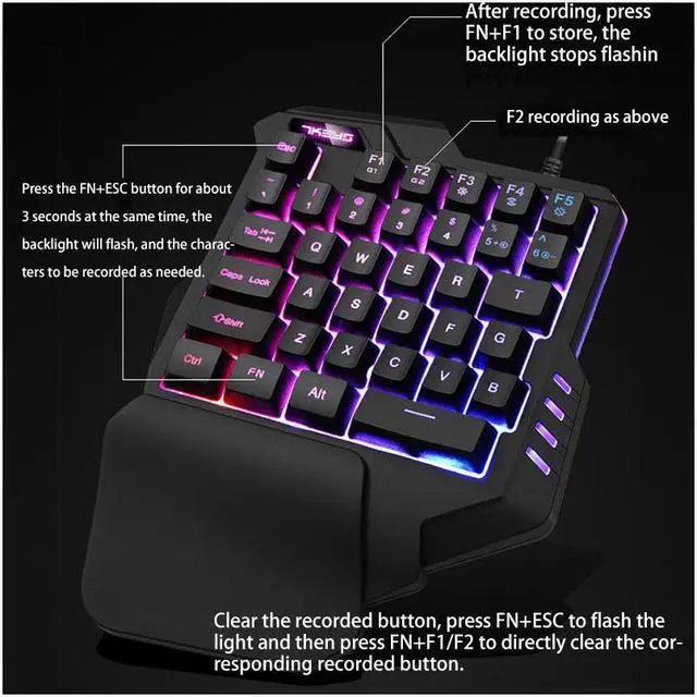 Alt view image 2 of 7 - CORN G30 Professional Wired 35 Keys  Mechanical Feeling Gaming Keypad with RGB  LED Backlight One-handed Membrane Keyboard