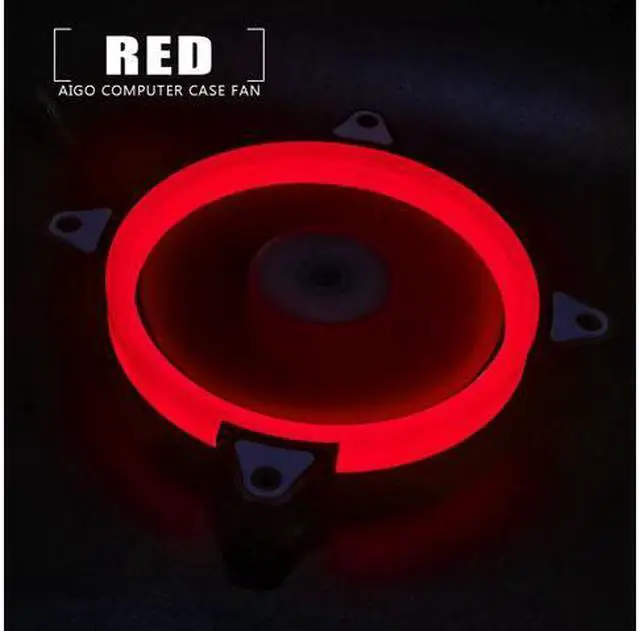 Alt view image 4 of 5 - CORN Halo LED 120mm 12cm PC CPU Computer Case Cooling Neon Quite Clear Fan Mod 4 Pin/3 Pin (2 Pack Red)