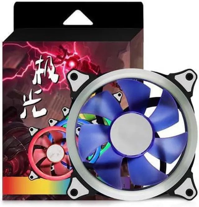 Alt view image 4 of 5 - CORN Aurora 120 Angel Eye (Blue) - 120mm Cooling Fan with LED Halo Ring, 3-pin/LP4, Anti-Vibration Pads