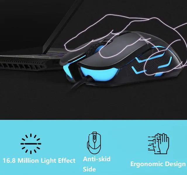 Alt view image 6 of 7 - HP G260  Ergonomic Design,Cool Exterior USB Wired Silent Clicking Version Gaming Mouse , 5500DPI, 16.8 Million Colors Programmable Gaming Mice