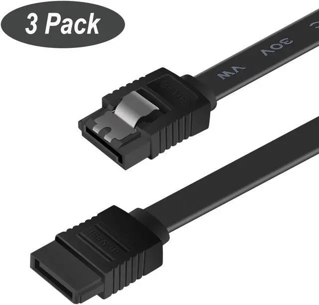 Main image of CORN SATA Cable III 3 Pack 6Gbps Straight HDD SDD Data Cable with Locking Latch 16 Inch(40cm) for SATA HDD, SSD, CD Driver, CD Writer