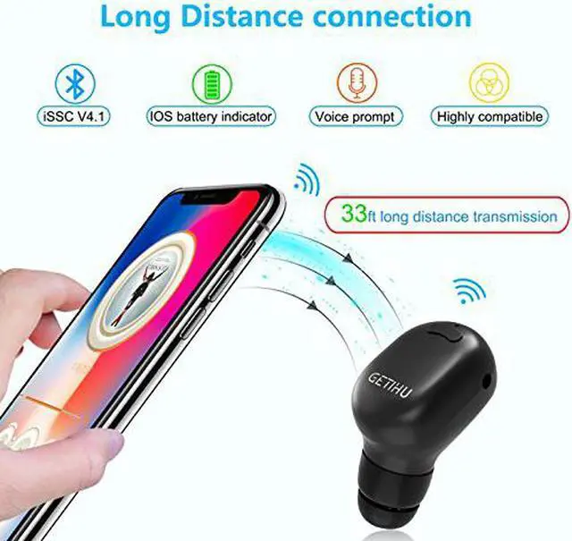 Alt view image 2 of 6 - GETIHU Bluetooth Earbud Mini Invisible Wireless in-Ear Headphone with 6 Hours Playtime with Mic Hand-Free Calls for iPhone Samsung Android Phone in Driving Workout Running (One pcs)