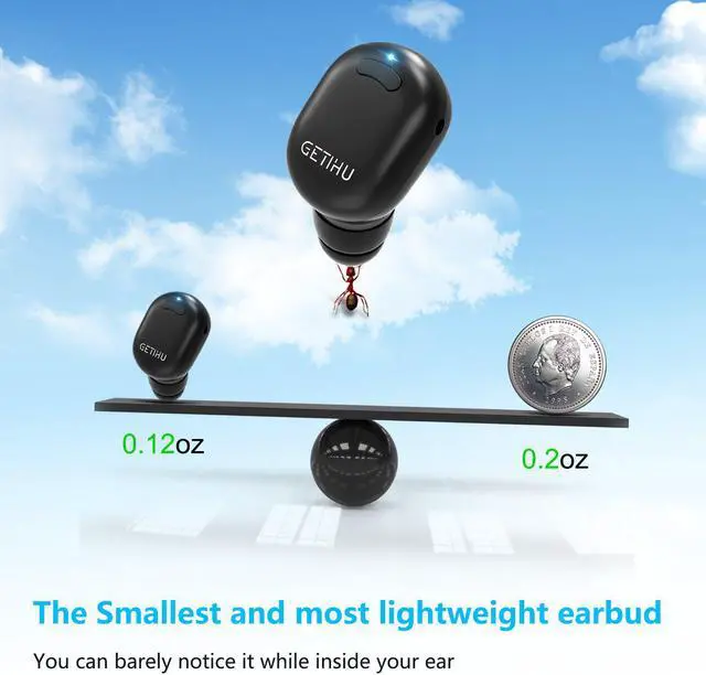 Alt view image 6 of 6 - GETIHU Bluetooth Earbud Mini Invisible Wireless in-Ear Headphone with 6 Hours Playtime with Mic Hand-Free Calls for iPhone Samsung Android Phone in Driving Workout Running (One pcs)