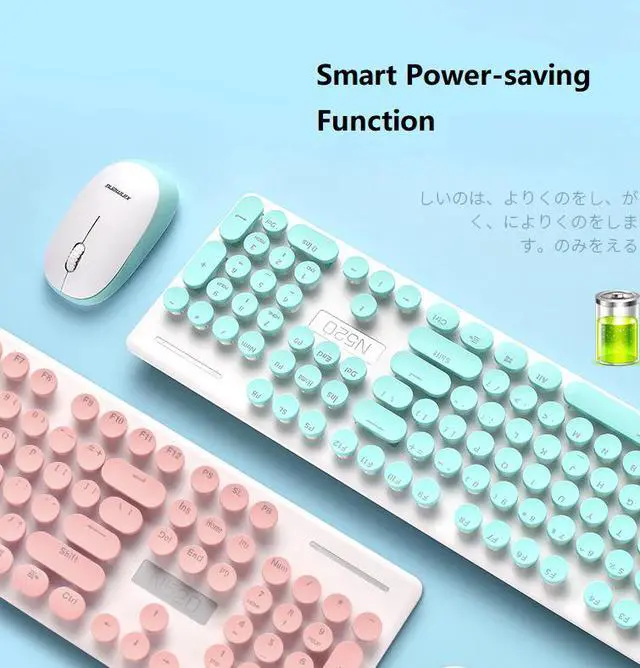 Alt view image 5 of 5 - CORN N520 Ergonomic Design, Retro Chiclet Round Keycaps, 2.4GHz  Wireless Connectivity Silent Typing  Keyboard And 1600DPI  Mouse Combo For Office And Game - Black