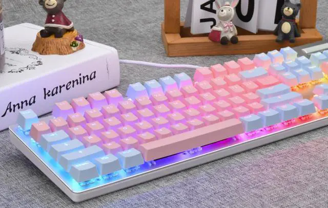 Alt view image 4 of 5 - Ajazz AK35I  N-key Rollover Ergonomic Design,Cool Exterior USB Wired Brown Switch Mechanical  Gaming RGB Backlit Keyboard For Office And Game, DIY PBT Keycaps - Sky Version