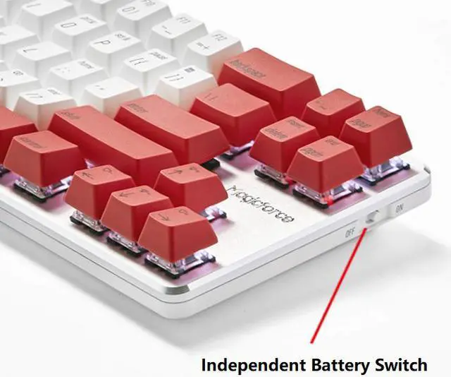Alt view image 2 of 7 - Magicforce Smart2 68 Keys N-key Rollover, USB Wired/Bluetooth V4.0 Dual Mode White Backlit, Mechanical Keyboard, Type-C Separated Cable, PBT Keycaps
