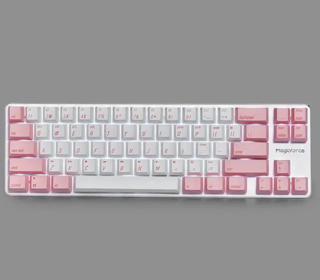 Alt view image 6 of 7 - Magicforce Smart2 68 Keys N-key Rollover, USB Wired/Bluetooth V4.0 Dual Mode White Backlit, Mechanical Keyboard, Type-C Separated Cable, PBT Keycaps