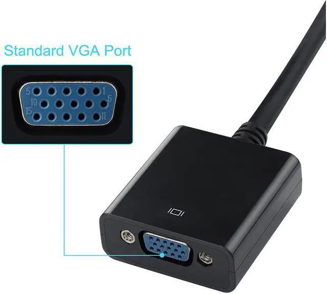 Alt view image 2 of 5 - CORN Black 1080P 20 Pin DP DisplayPort Male To 15 Pin VGA Female Adapter Cable Converter for Macbook, ThinkPad, PC, Laptop, Digital Monitor, Projector, Computers